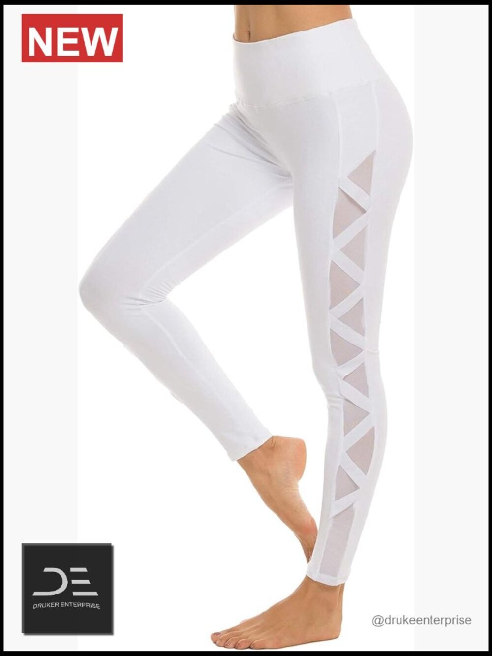 Mesh Yoga Capri Leggings with Pocket High Waisted Tummy Control 4 Way Stretch